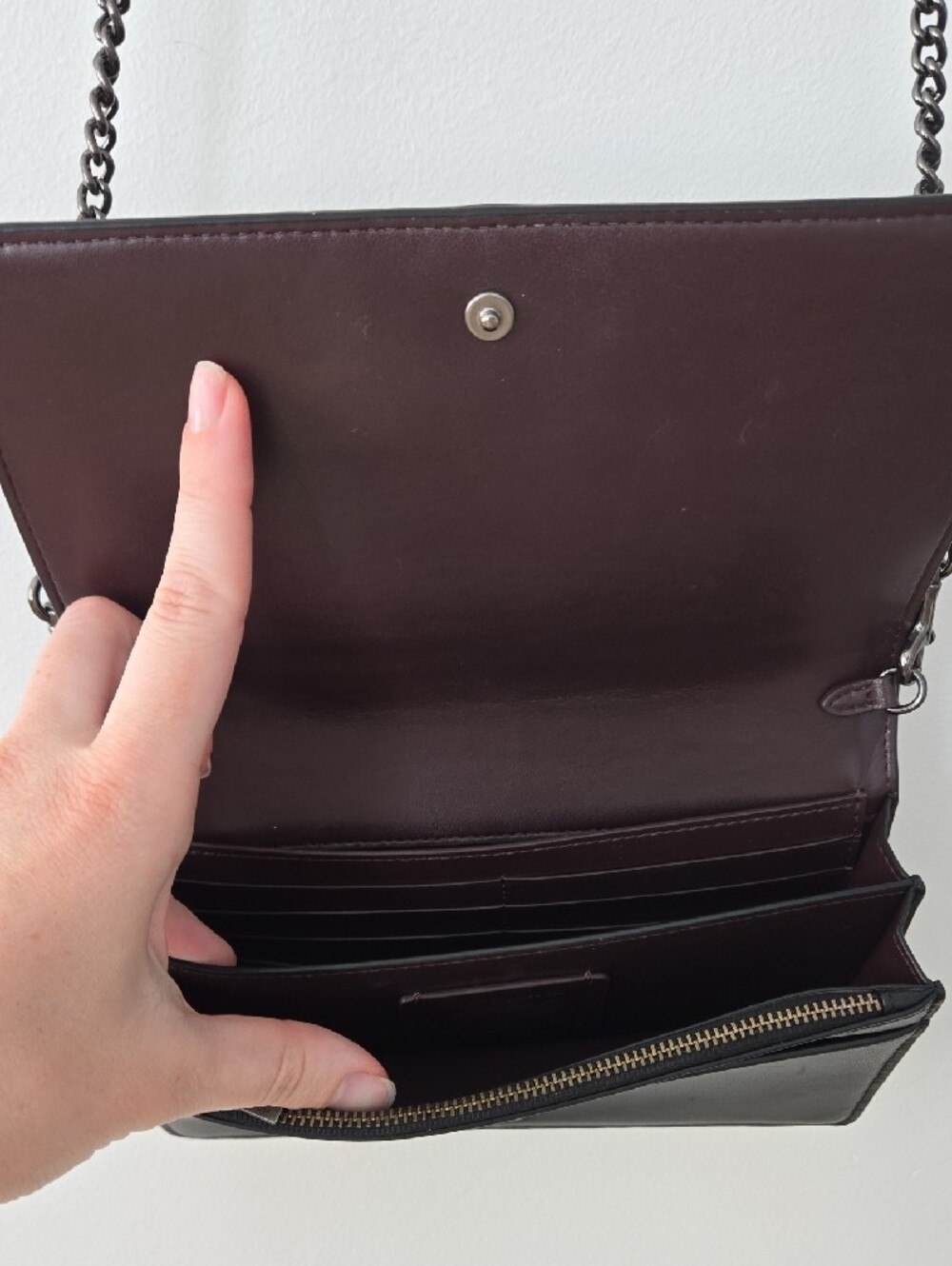 COACH Multicolor Ribbed Leather Crossbody — Black Trim with Pastel Stripe Panel - Picture 7 of 10